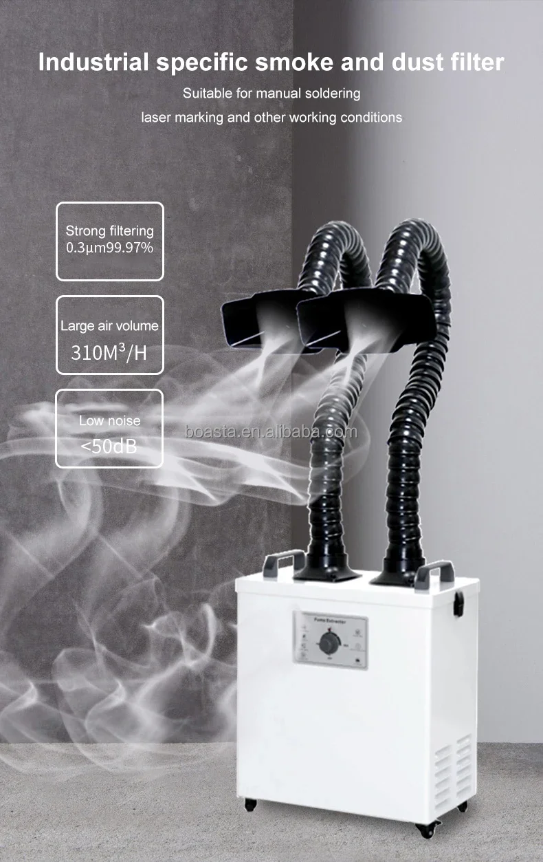 Boasta Smoke Air Purifier Dual Arm Fume Extractor with Triple Filtration Industrial Soldering La ser Engraving Jewelry Making
