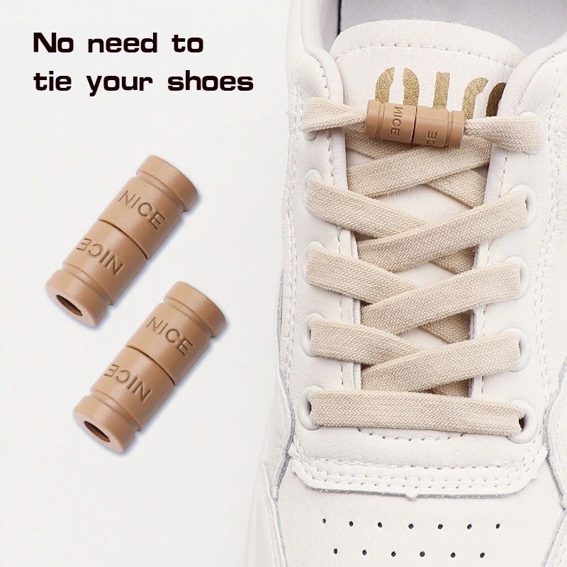 New Capsule Lock Shoelaces Elastic Laces Sneakers No Tie Shoe Laces Without Ties Kids Adult 0.6cm Flat Shoelace for Shoes 1 Pair