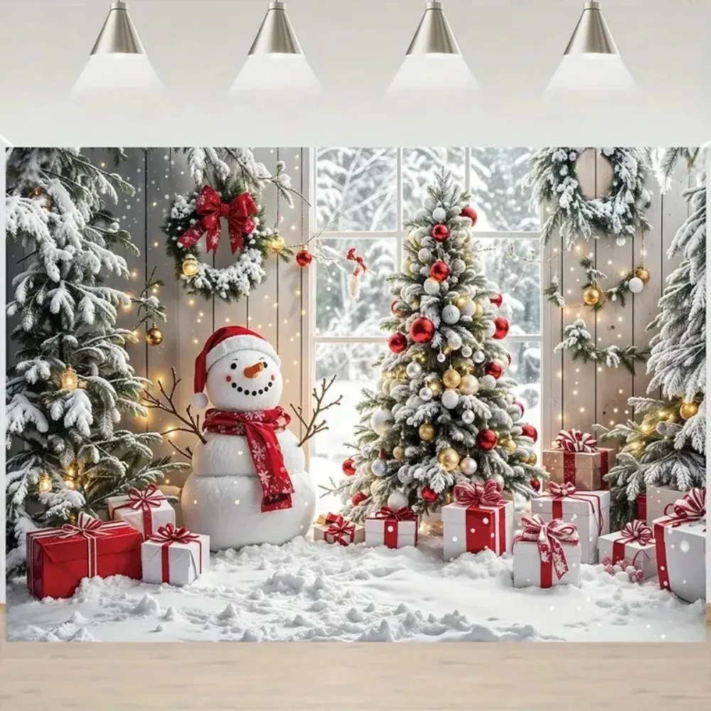 Winter Weihnachtsmann und Schneemann Weihnachtsfeier Hintergrund Banner Schießen Requisiten Kinder Dekoration Hintergrund Tuch