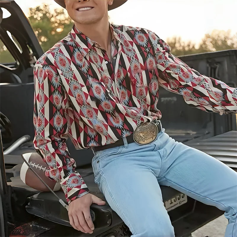 Men's Shirt Western Shirt Animal Pattern 3D Printing Series Buckle Clothing Hawaiian Shirt Daily Vacation Clothing Comfortable