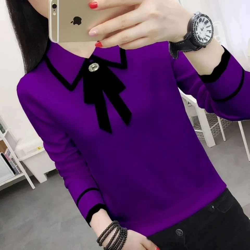 Women\'s Sweater Pullover 2022 Autumn Coat New Fashion Doll Collar Long Sleeve Knit Sweater Female Jumper Tops Bottoming Shirt