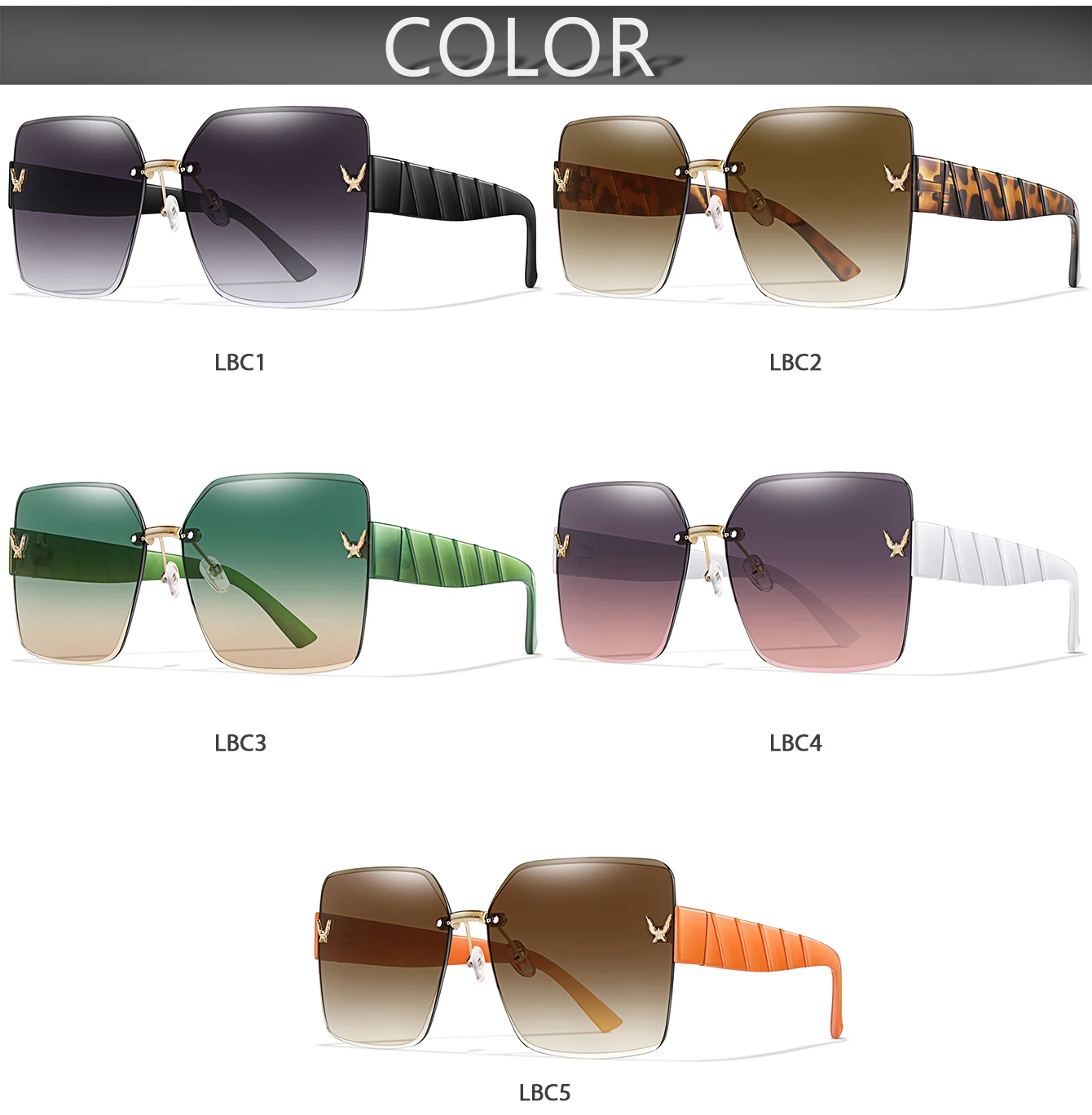 Trendige randlose Sonnenbrille für Damen und Herren, lässige quadratische Brille mit UV-Schutz für Outdoor-Wandern, Angeln, Radfahren – Detail 3