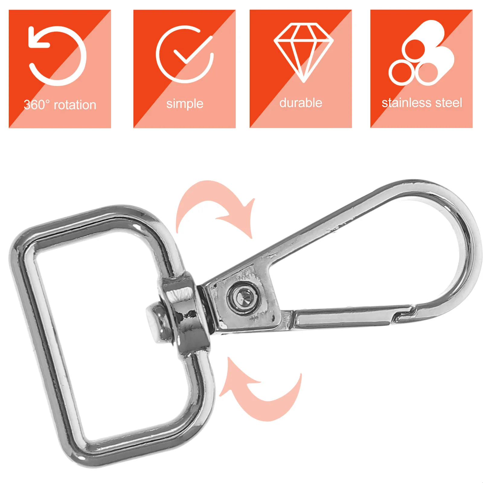 20Pcs Bright Finish Metal Swivel Snap Hook Lobster Clasp D Ring Clasp for Keychains Lanyards Craft Projects Easy Connect