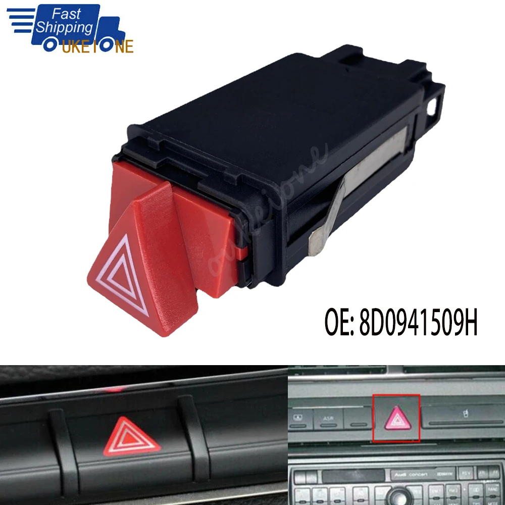 Hazard Emergency Warning Light Control Switch Flasher Relay Button for Audi A3 A4 A6 C5 Allroad 1998-2002 8D0941509H Auto Parts