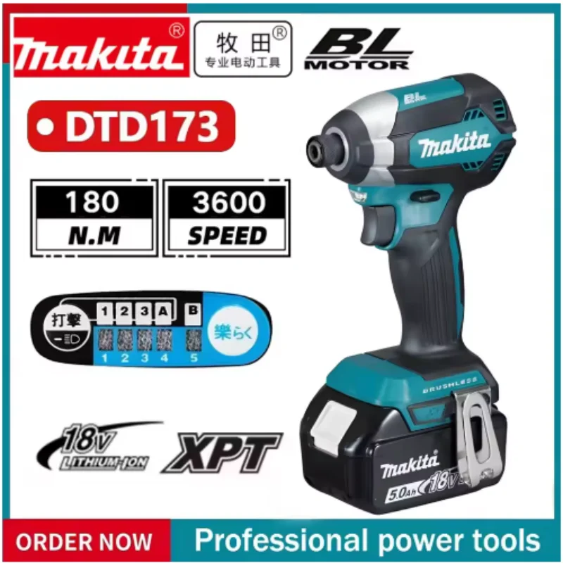 

Makita DTD173 18V LXT Cordless Brushless Impact Driver 180 N·M T-Mode Electric Drill Rechargeable Power Tools for Wood Bolt