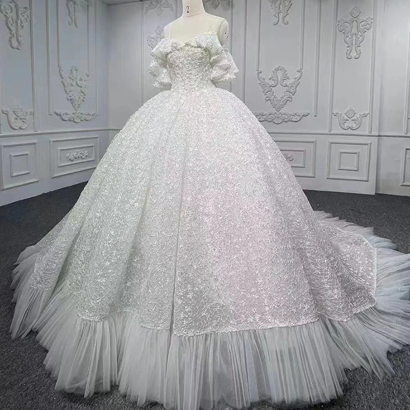 Exquisitos vestidos de novia de Organza para mujer, vestido de novia con escote Corazón, cintas de perlas, DY9806, Suknia soblubna, 2022