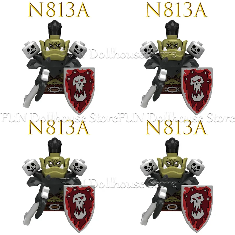 Mittelalterliche Militärische Ork Soldat Action-figuren Bausteine Skelett Krieger Arme Ninja Schwert Schild Montieren Modell Ziegel Spielzeug