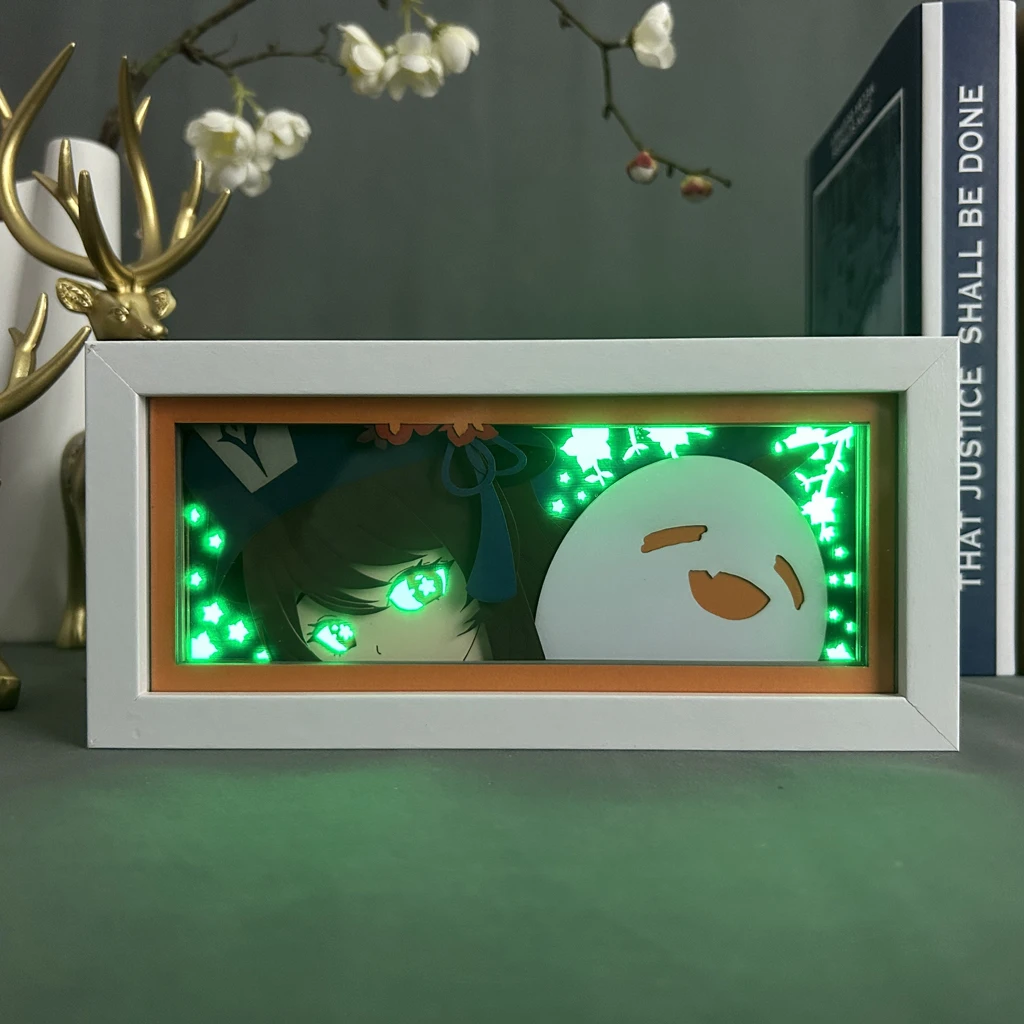 Genshin Impact Hutao Led Lamp Box for Bedroom Decoration Nightlight Birthday Gift 3d Paper Cut Light Box Lightbox Dropshipping