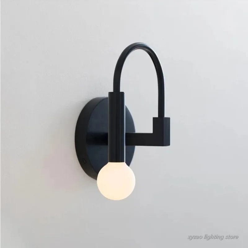 

New Nordic Style Simple Black Fashion Creative Wall Lamp Bathroom Corridor Aisle Living Room Minimalist Bedroom Bedside Lamp