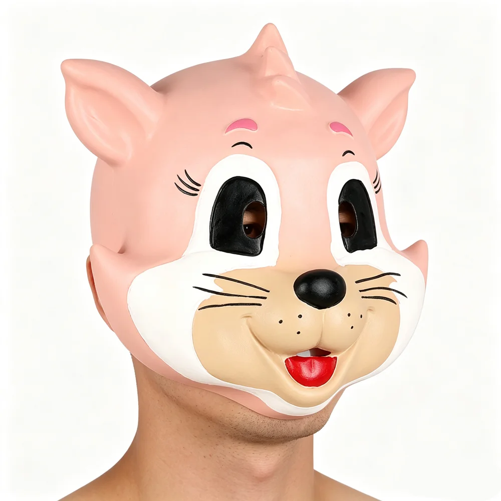 Niedliche Katzen-Tierkopf-Latexmaske, Verkleidung für Halloween-Kostümparty, Cosplay-Maske – Detail 1