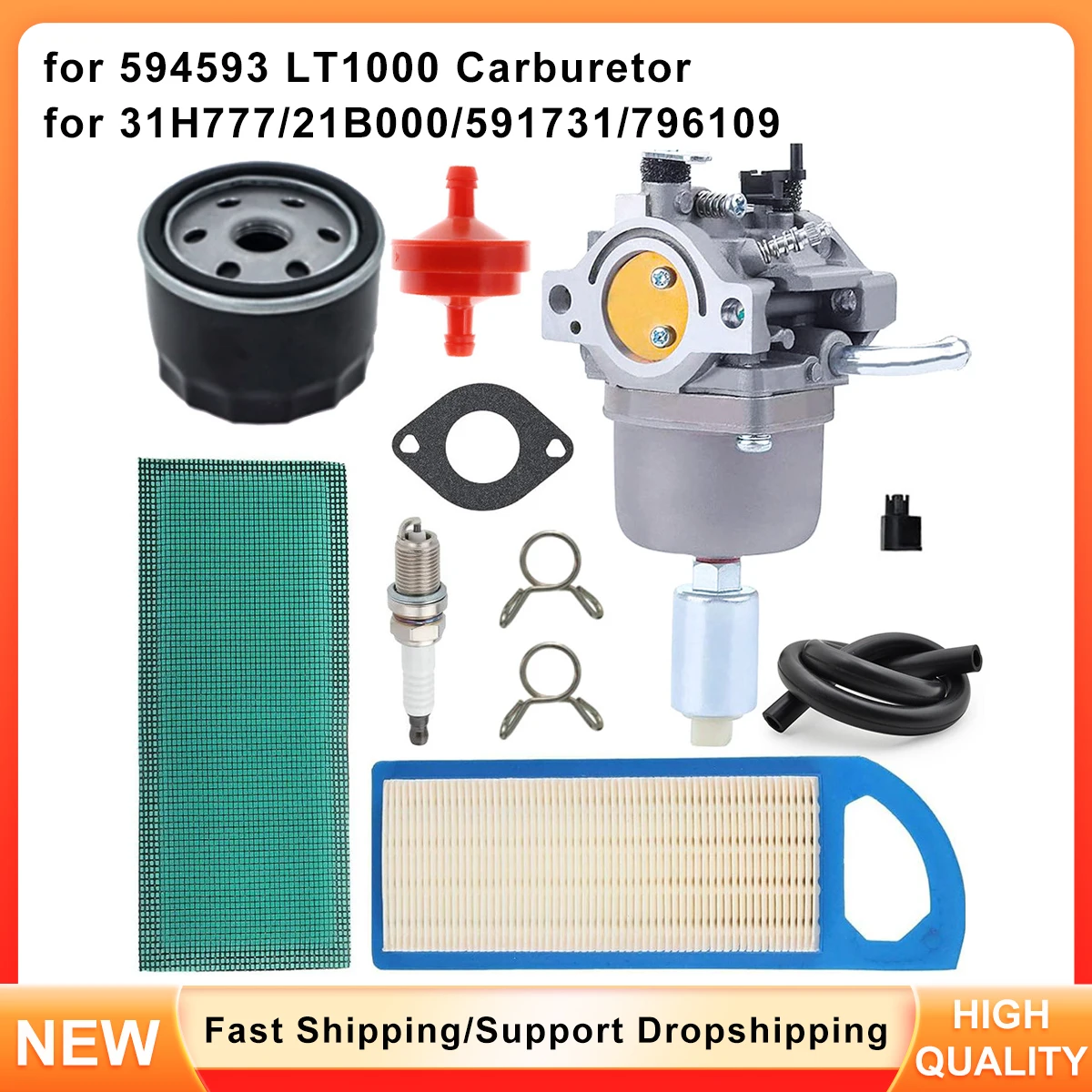 

Carburetor Set For John Deere LT1000 Tractor Carburetor 594593 31H777 21B000 - Replaces 591731 796109 Engine Carb