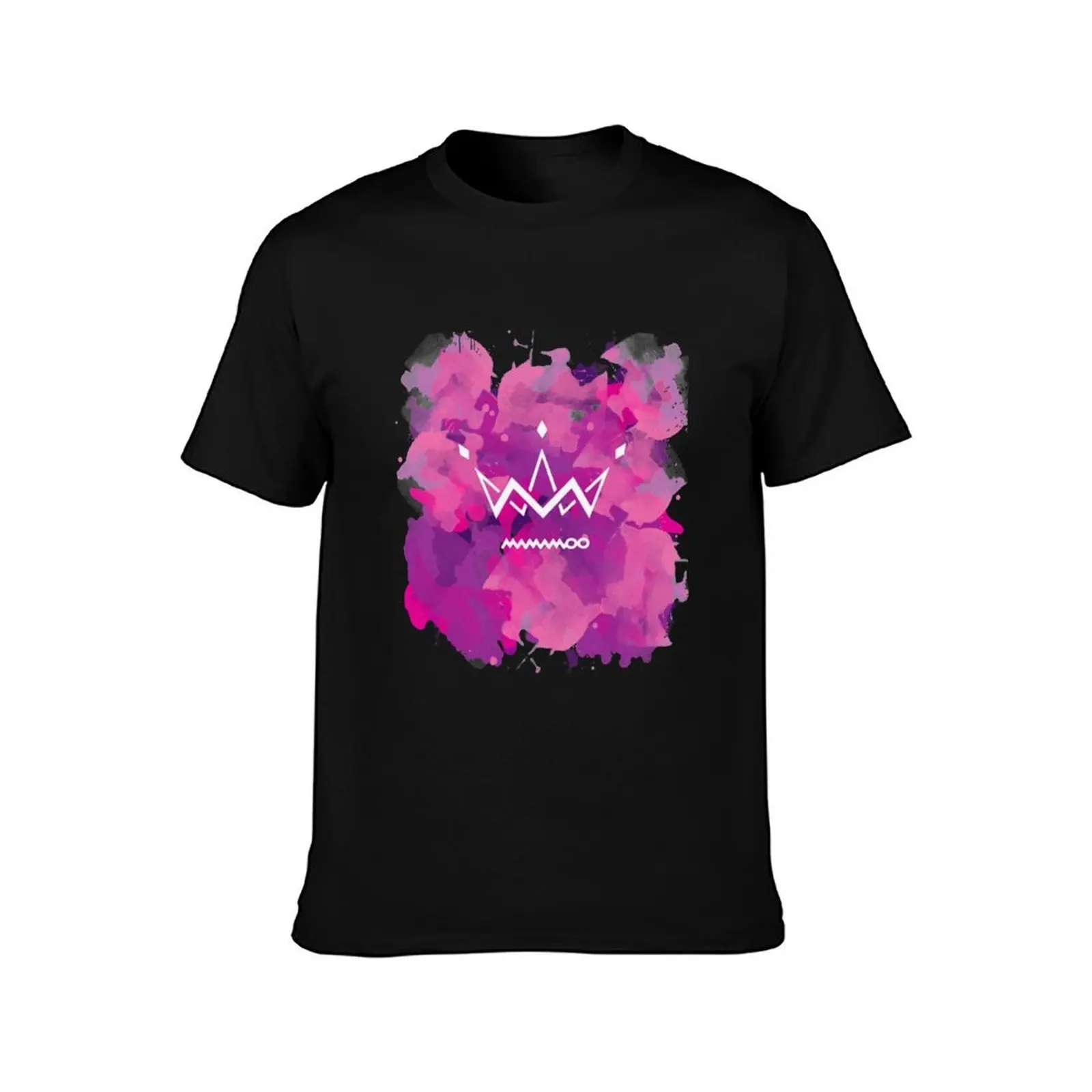 MAMAMOO logo Splatter Paint T-Shirt, Summer Casual Cotton Tee, Oversized Streetwear Tops, Vintage Graphic Print, 100% Cotton