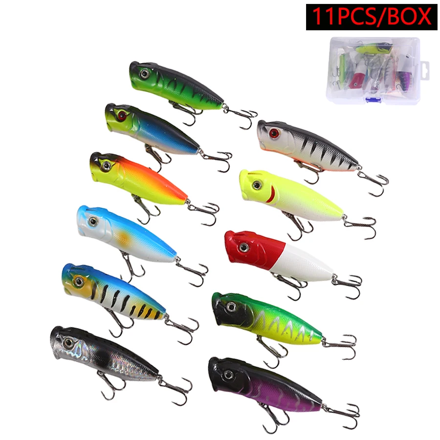 

11 шт./кор., искусственные воблеры с жесткой приманкой для щуки, троллинга, окуня, 3d глаза, приманка для рыбы, плавающая приманка-поппер, набор рыболовных приманок