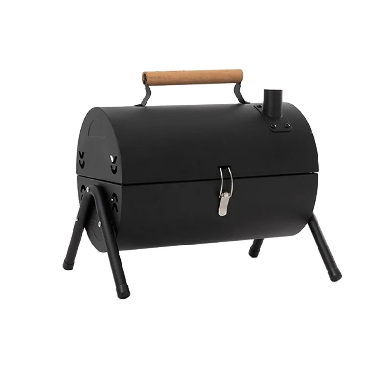 

BBQ Grill Round Charcoal Stove Outdoor Bacon Portable 3 in 1 Barbecue Grills Double Deck Smoker Oven Camping Picnic Cooking Tool