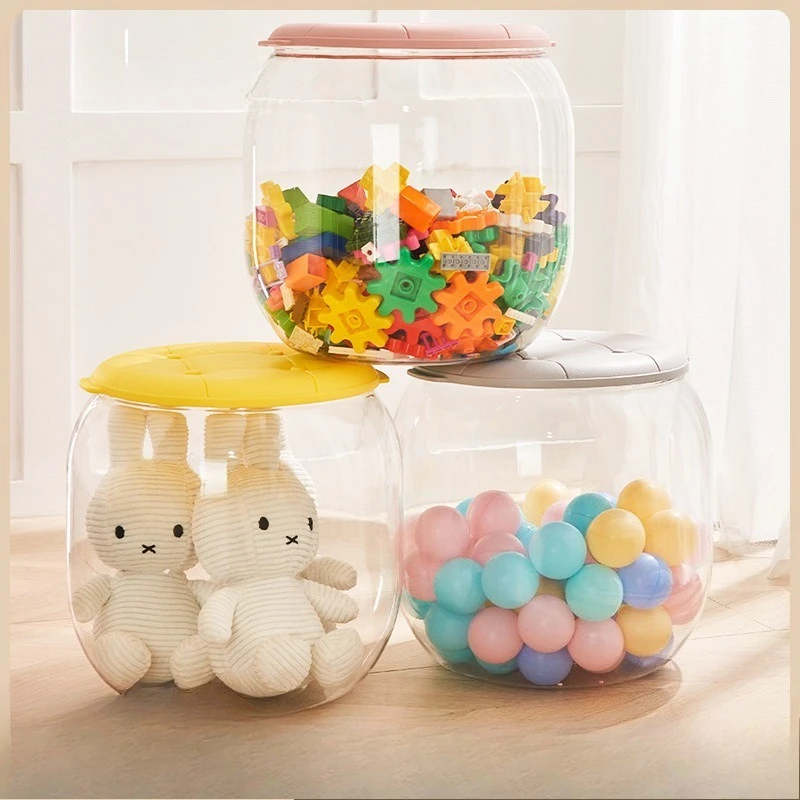 

Transparent Outdoor Ottoman Stool Living Room Toy Organizer Bench Shoe Storage Round Mini Seat Portable Foldable Durable