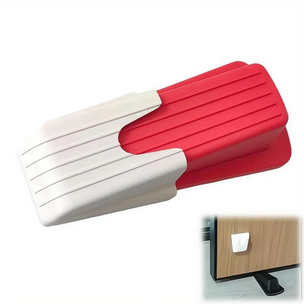 Windproof Door Stopper Anti Slip Rubber Door Wedge With Storage Holder Punch Free Wall Protector Baby Safety Door Stop Plug