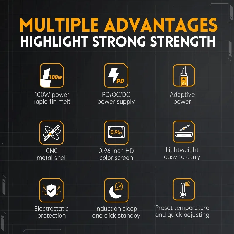 HS-02/HS-02A 100W Portable Smart Soldering Iron Temperature Controlled Soldering Station Pen for Home Electronics Repair Welding