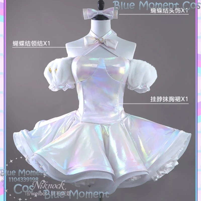 NEEDY GIRL OVERDOSE KAngel Cosplay Costume Wig Streamer Overload Lolita Dress Shoes Outfit Women Laser Skirts Ribbon Ponytail