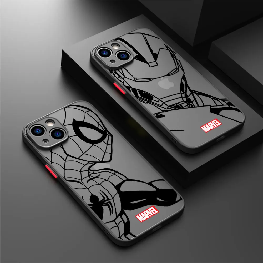 Marvel Spiderman Venom Case for iPhone XS Max 11 Pro 15ProMax SE 7 8 Plus 13 Mini 12 14 Pro XR Soft Matte Cover Hard PC Shell