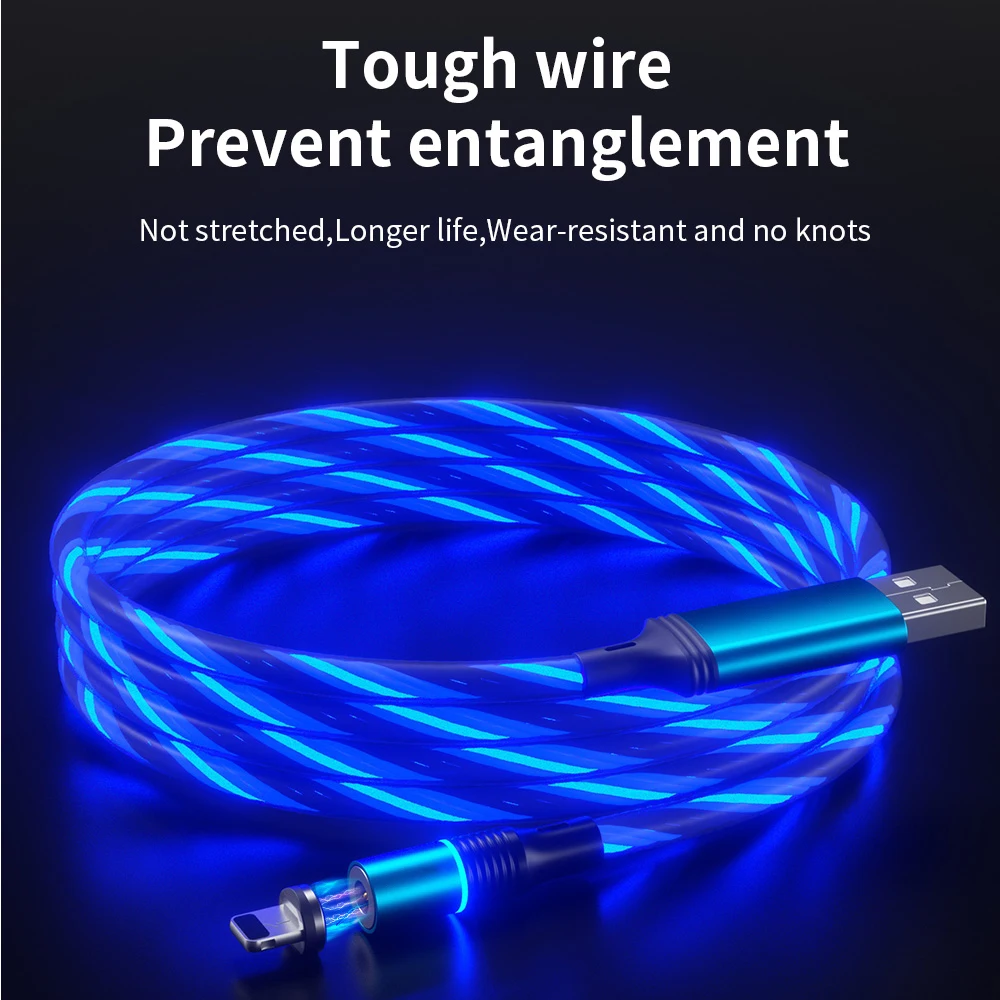 Elough 360 Luminescent Magnetic Cable 3A Fast Charging Micro USB Type C Cable For iPhone Xiaomi Samsung Phone Data Cord Wire image 5