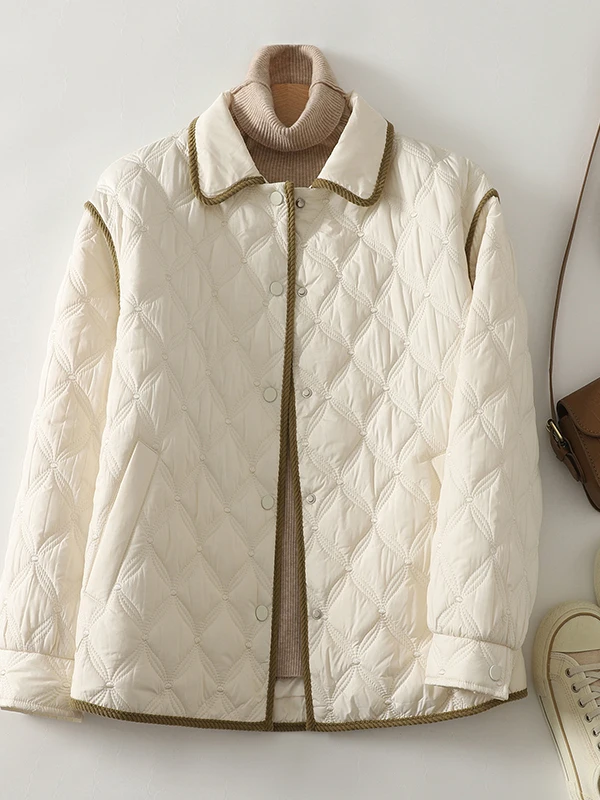 

Lightweight ort Casual Quilted Cotton Jaet Fall 2025 Women's Faion Thin id Pattern Breezy Commute Sle Korean Version