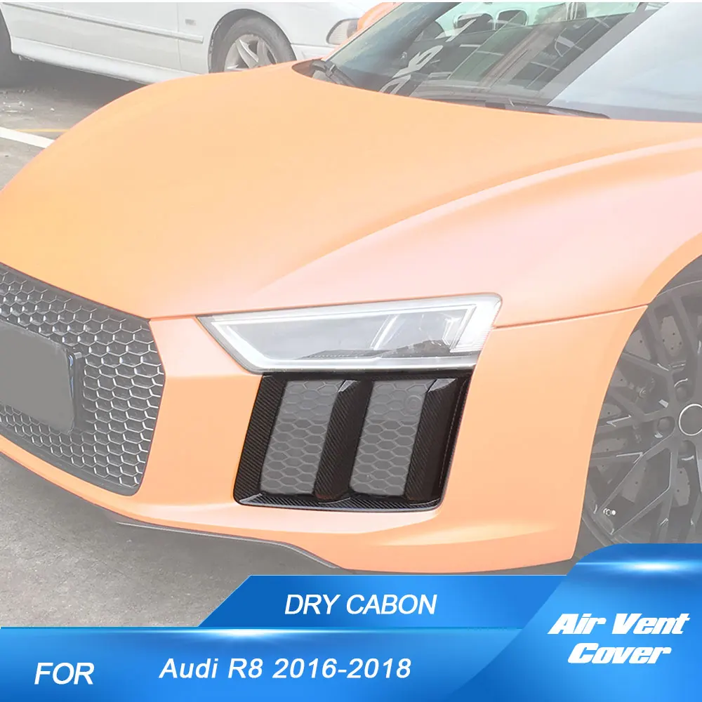 

Накладки на воздухозаборники (воздуховоды) для Audi R8 2016-2018, передние канарды, крылья-спойлеры, сухой карбон
