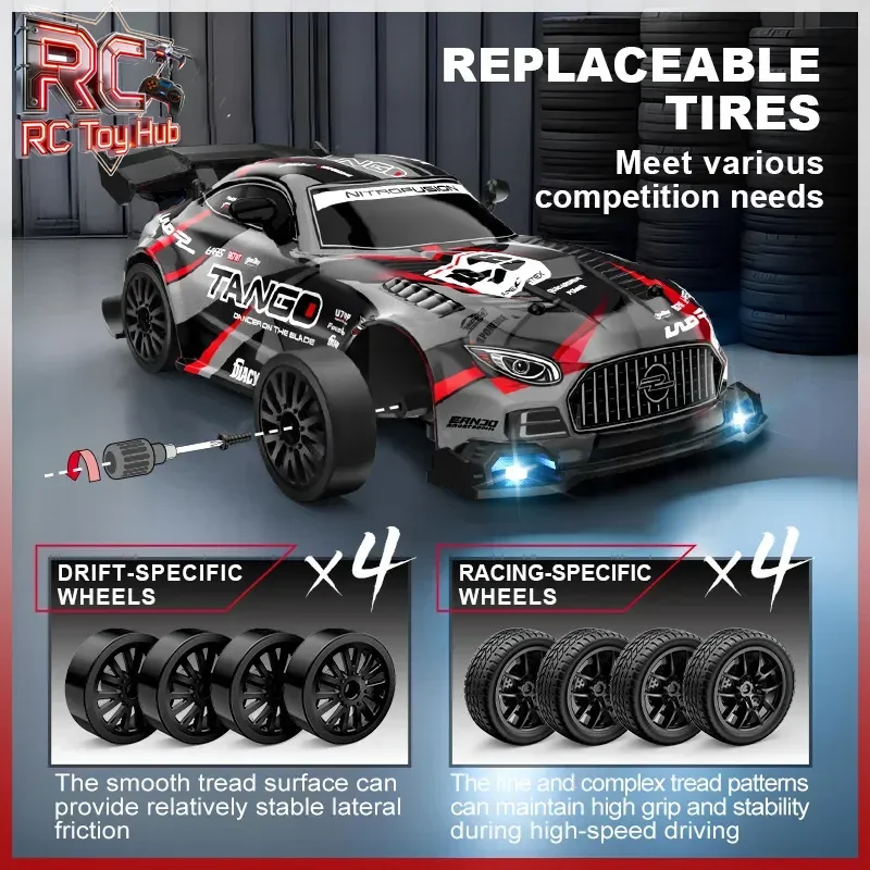 2026 New 1:24 4WD RC Drift Car Proportional Throttle Remote Control Racing Car With Replaceable Tires Competition Toy For Kids