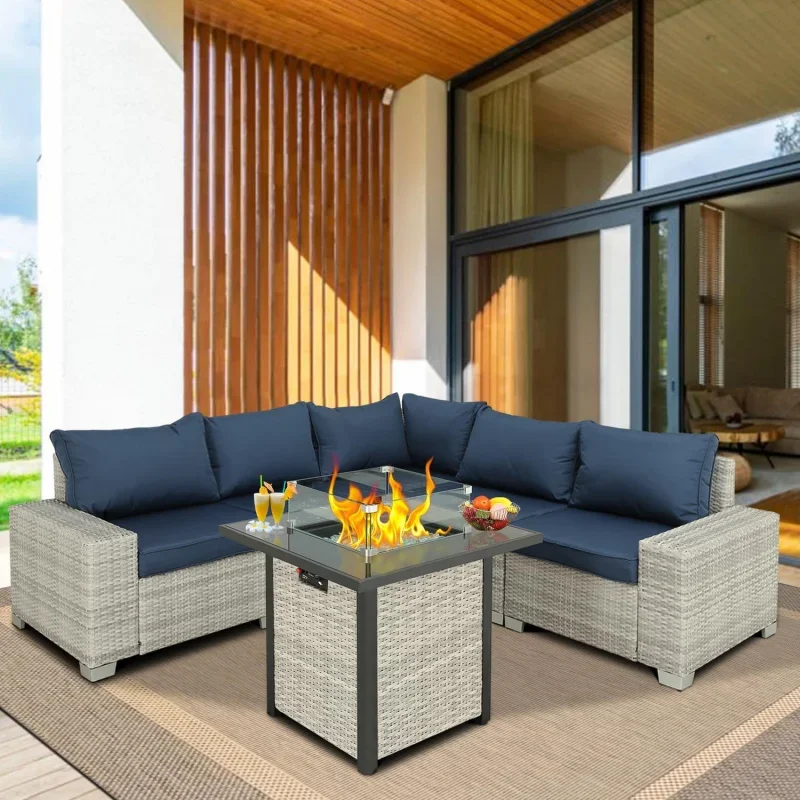 Qoutdoor patio conversation sets sectional sofa couch Wicker rattan balcony furniture for lawn, garden, P