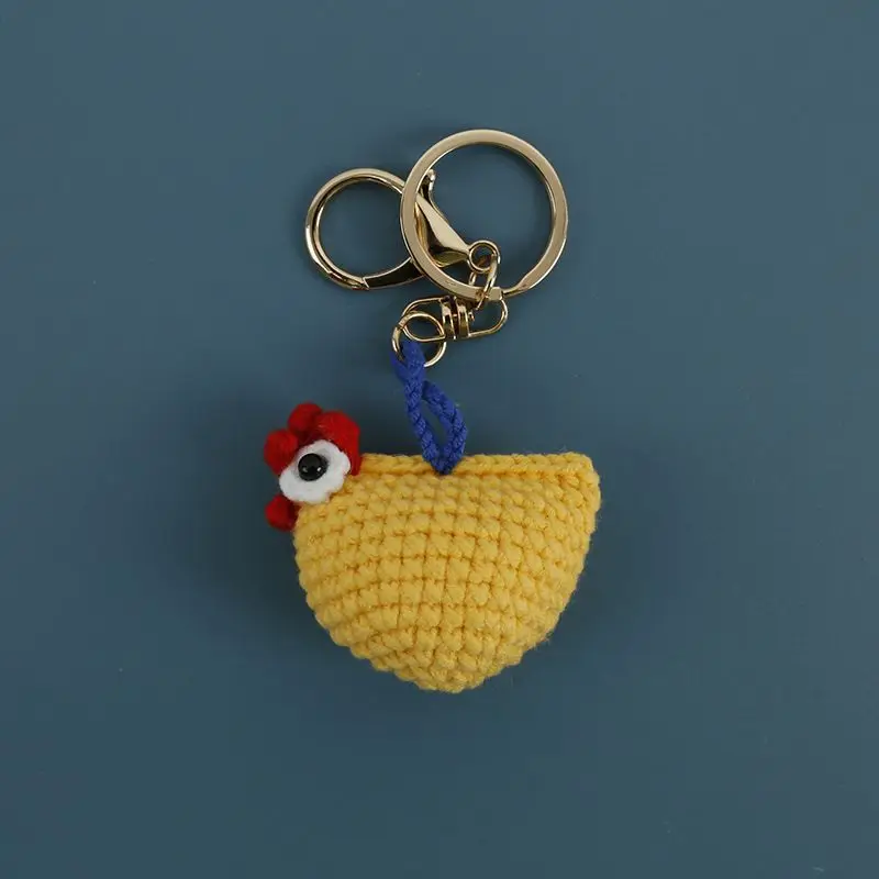 

Funny Rooster Crochet Keychain Cartoon Painter Chick Doll Knitted Keyrings Handmaking Knitting Chicken Keychain For Bag Pendant