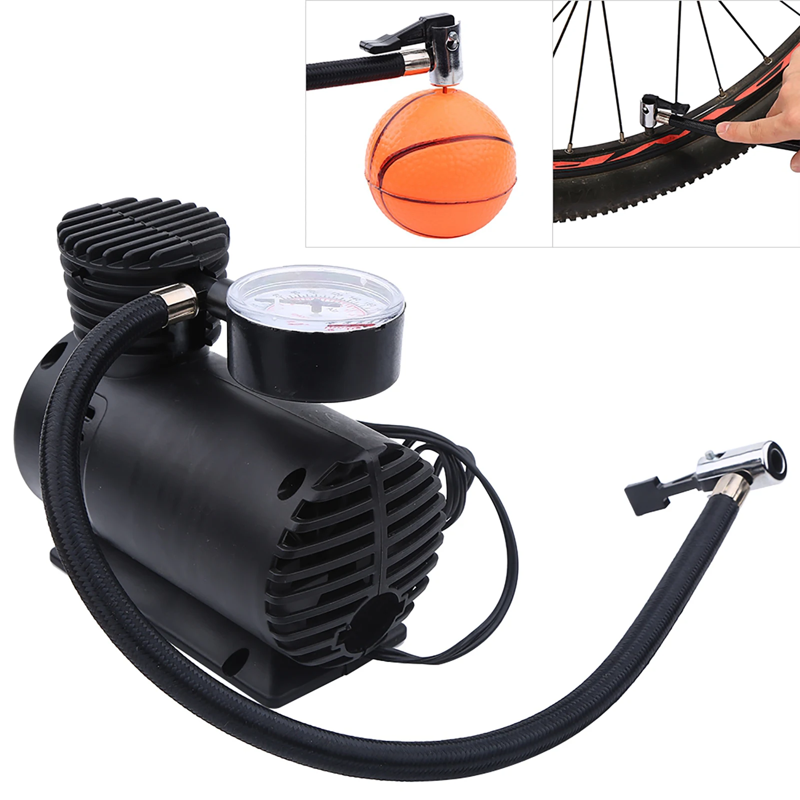 Mini Air Compressor Bike Tire Infaltor Pump 12 Volt 300 PSI