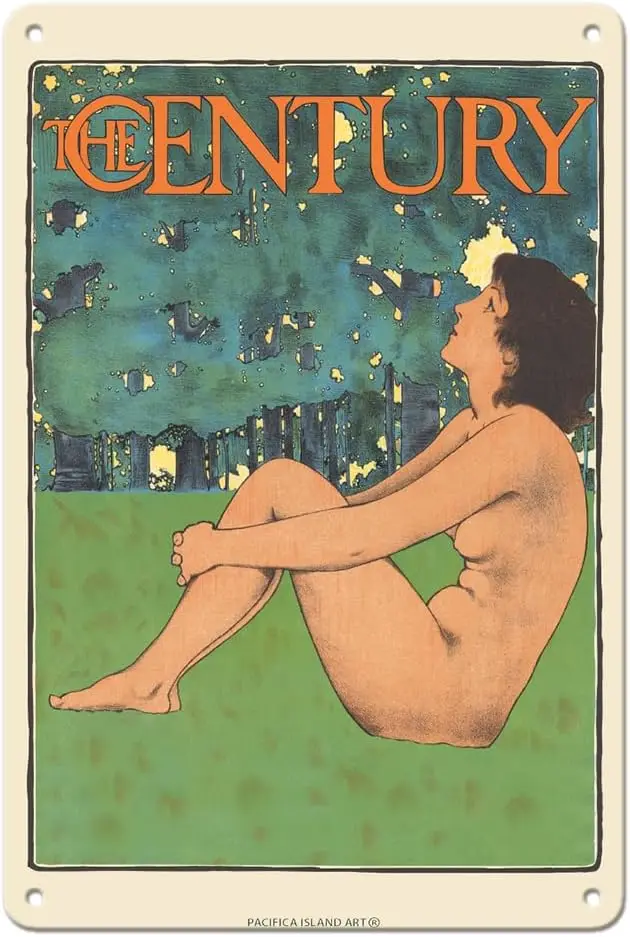 The Century Holiday Midsummer Issue - Vintage Magazine Cover by Maxfield Parrish c.1898-8 x 12 inch Vintage Metal Tin Sign sign