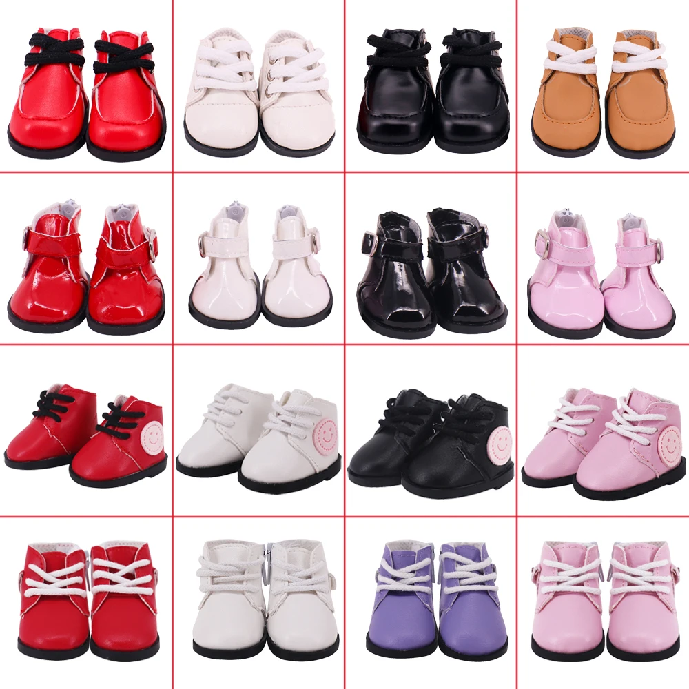 5Cm Zipper Buckle PU Doll Shoes Ankle Boots For 14 Inch Doll&1/6 BJD 20cm Cotton Doll 30-33cm Paola Renio Girl`s Toy Russia Gift