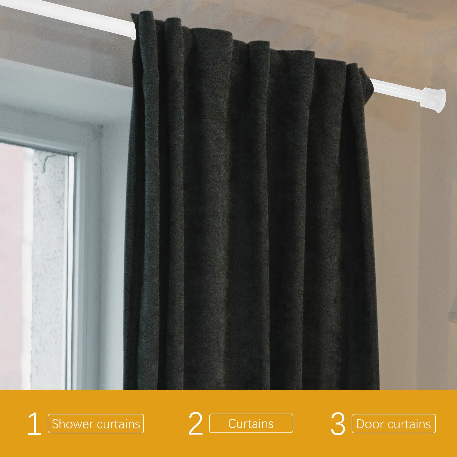 Adjustable Telescopic Tension Rod 30-50Cm Multi-Use Closet Curtain Pole Heavy Duty Shower Curtain Rod No Drill Extendable