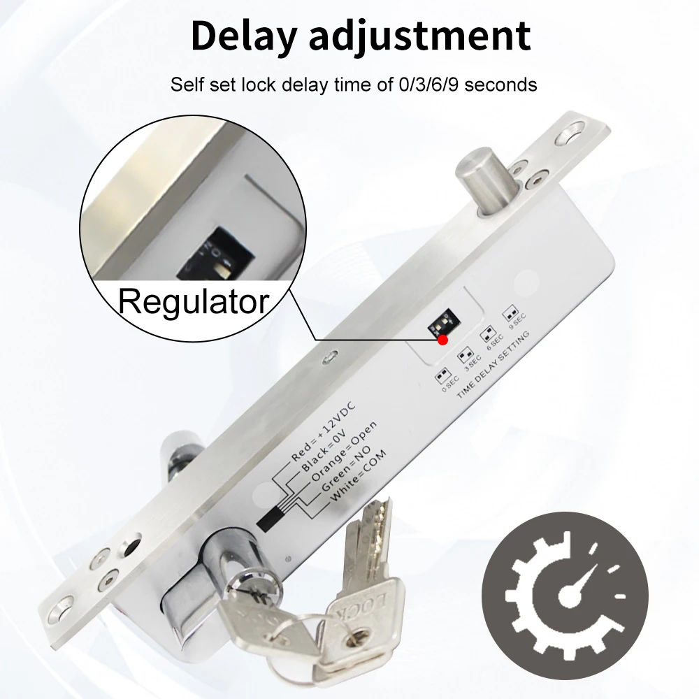 Electric Door Lock Magnetic Drop Bolt Fail Secure NO-Type Mortise Lock With Time Delay Door Contact Signal Feedback Cylinder Key