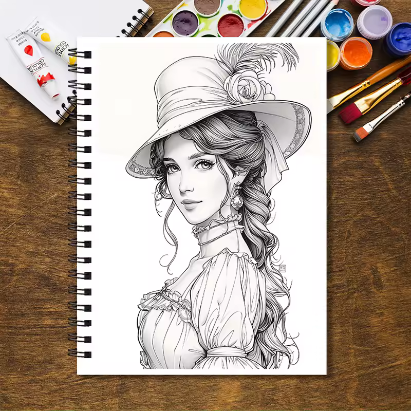 Adult Coloring Book - 8.3x 11.2 Inch 32 Pages Elegant Lady Coloring Book - Helps Reduce Stress and Ease Emotions - Image 6