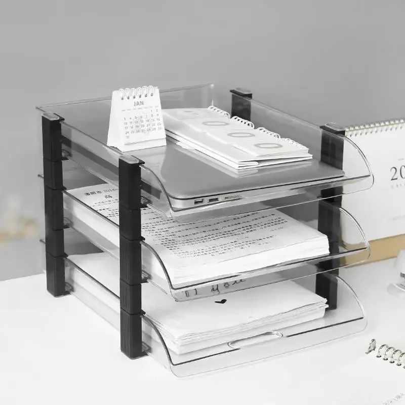 

A4 File Organizer Tray 2/3-Layers Desk Accessorie Magazine Holder File Office Organizer Plastic Storage Book Shelf New