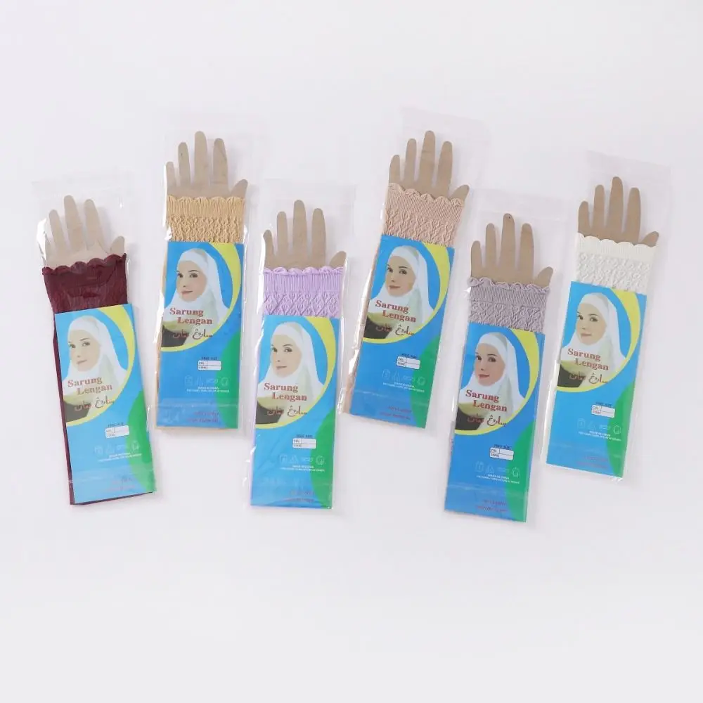 Kain elastis lengan pelindung matahari tipis warna Solid anti-UV kain elastis ban lengan pelindung matahari renda lengan es musim panas