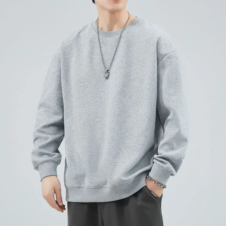أحدث سويت شيرت رجالي بلون سادة عبارة عن طبقة أساسية فضفاضة على الطراز الأمريكي لكل من الرجال والنساء في الخريف والشتاء #6