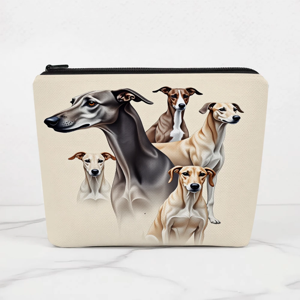 Greyhound Dogs Artistic Portrait Design Makeup Bags for Girls Cosmetic Pouch Toiletry Bag Pencil Case Travel Storage