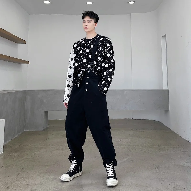 

Casual Loose Men's Pants 2025 Spring Autumn New Sle k Personali Straight Leg Korean Trendy Cool Strap Pants