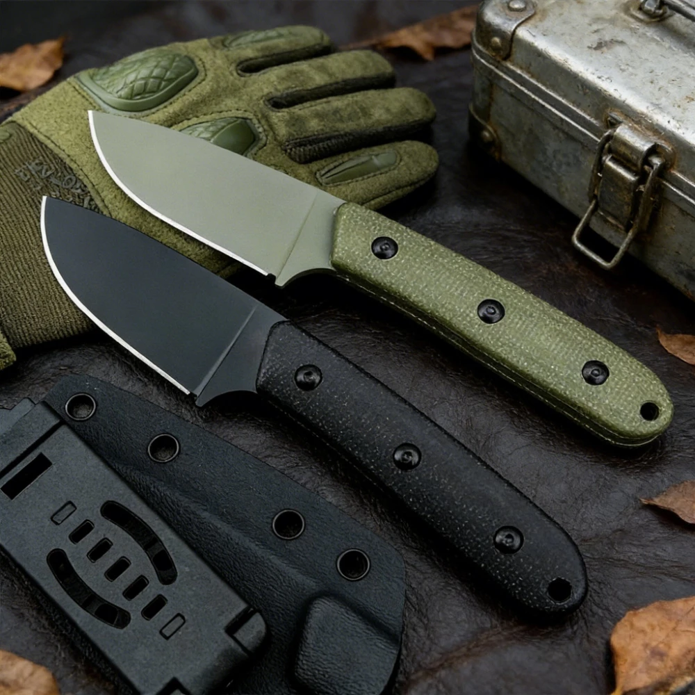 

New with Sheath Survival Fixed Blade Knife High Hardness D2 Blade Micarta Wood Handle Outdoor Hunting Knife Camping Cutting Tool