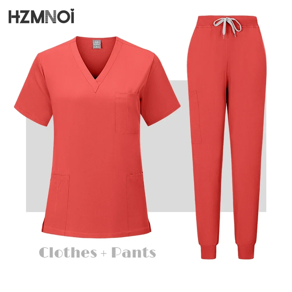 Classic Nurse Scrubs Set para Homens e Mulheres, Uniforme Médico, Roupas Cirúrgicas, Clínica Odontológica, Top e Calças, Vestuário de Laboratório