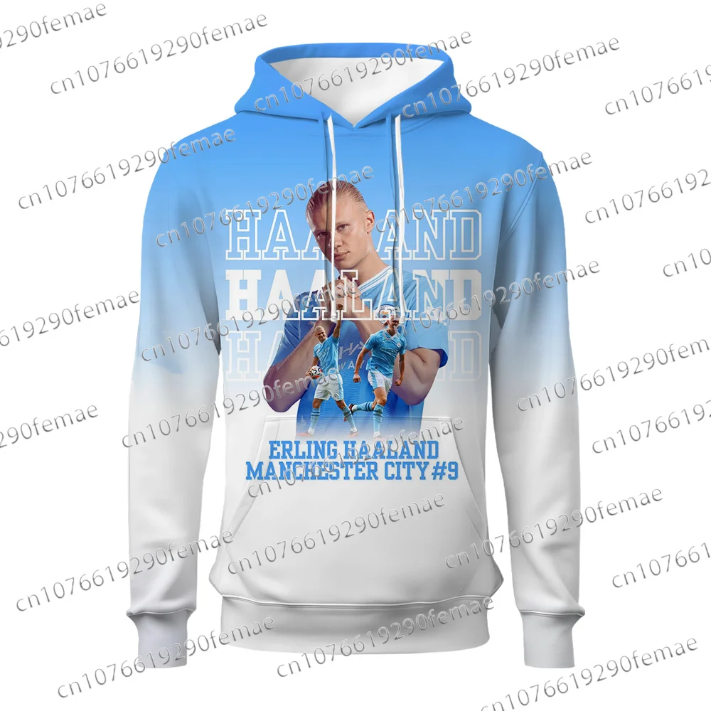 Spring and Autumn/Winter Haaland 3D Printed Pattern Football Fan Hoodie Daily Street Casual Fashion Trendy Top