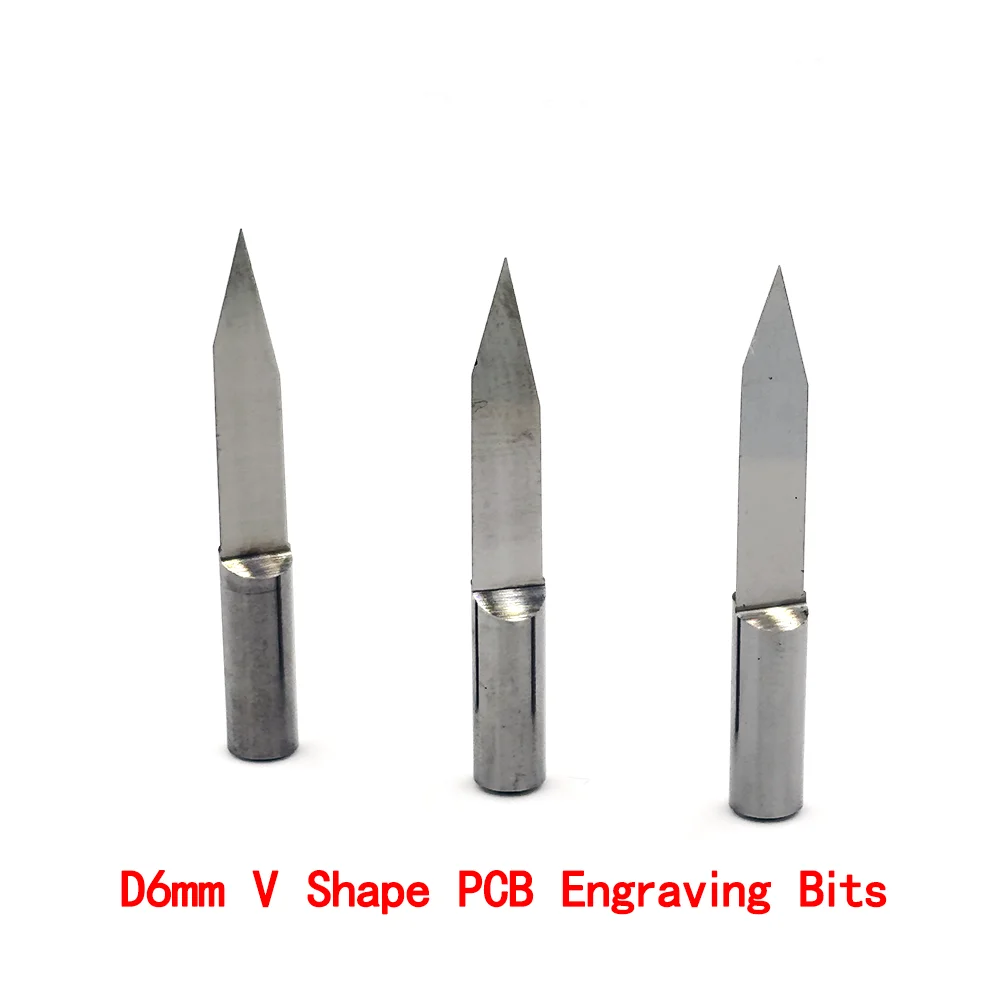 20-90degree tip 0.1 Milling Cutter D6mm Shank Tungsten Carbide V Shape PCB Engraving Bit Degree CNC Router Bit for Wood PVC