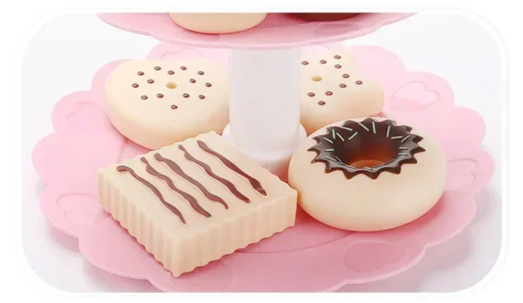17pcs/set Play House Toys Simulated Food Dessert Tower Cake Pastry Shelf Toy Safe Material Kids Baby Gift Pretend Play Toy