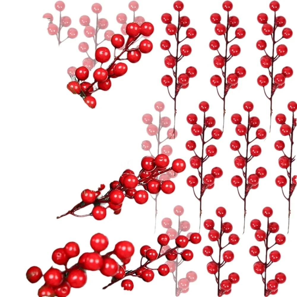 15/30 stücke Künstliche pflanze Holly Rote Frucht Festival Weihnachten baum kranz Hause Roomfestival Hochzeit Decor Diy geschenk Box zubehör