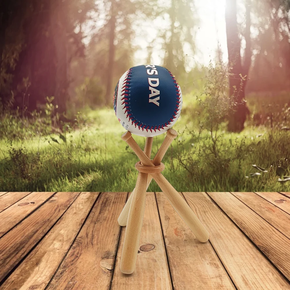 

Wooden Baseball Stand with Mini Baseball Bats and Wooden Circles Baseball Holder Baseball Golf Tennis Ball Display Stand