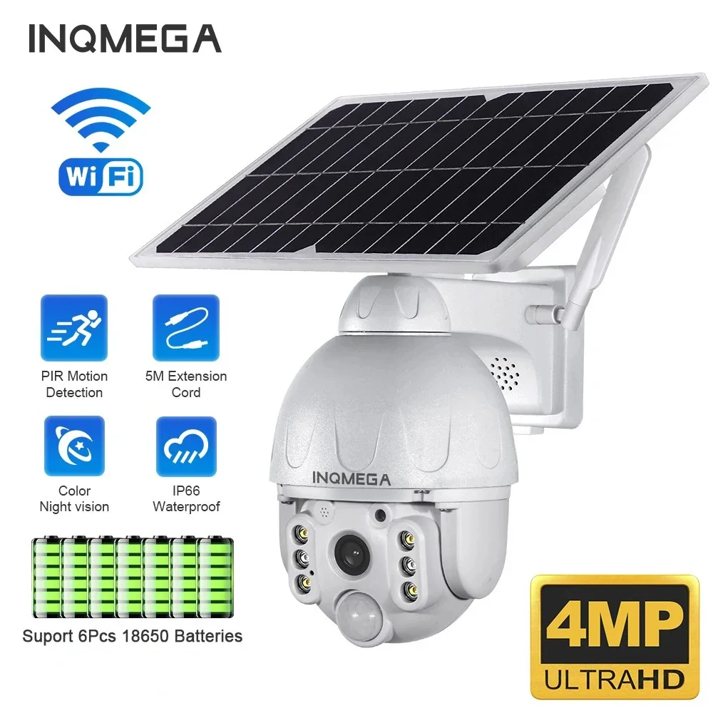 

Solar Camera 4MP WIFI 15600mAh Battery Wireless 8W Solar Panels Security Detachable Metal IP66 CCTV Video Surveillance