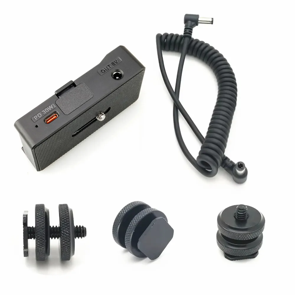np-fバッテリー用type-c-8v-12v-1-4インチネジ式パワープレートアダプターマウント（ソニーnp-f970-f960-f950-f930-f770-f750-f730-f570-f550対応）