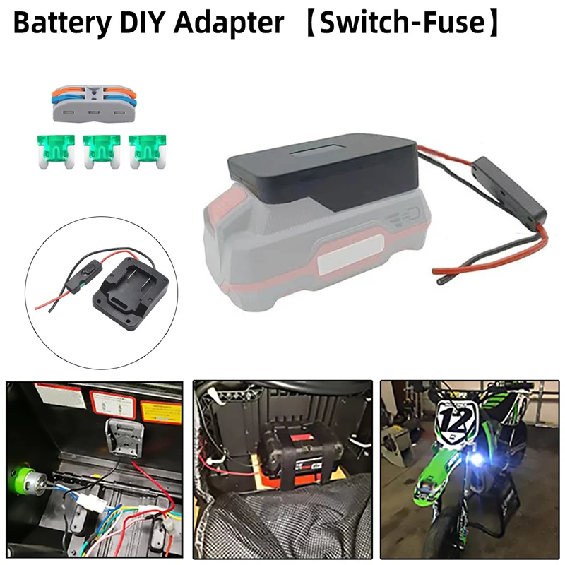 

Portable Power Ride Wheel Adapter For Parkside 20V Battery with Fuses & ON/Off Switch Battery Converter for Rc Car Toys Robotic